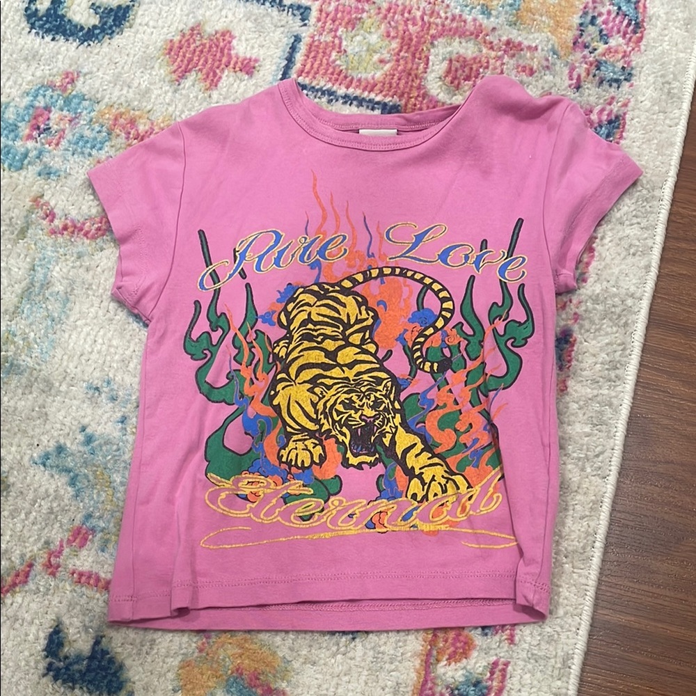 Urban Outfitters Pink Graphic Tee with Tiger Design